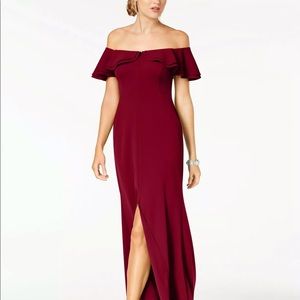 Nightway Ruffled Off-The Shoulder Gown